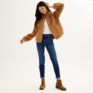 Sherpa Fleece Snap Button Jacket